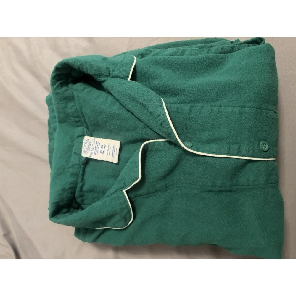 Fruit of the Loom Mens Flannel Pajama Set Hunter Green XL Sleepwear 2-Piece New